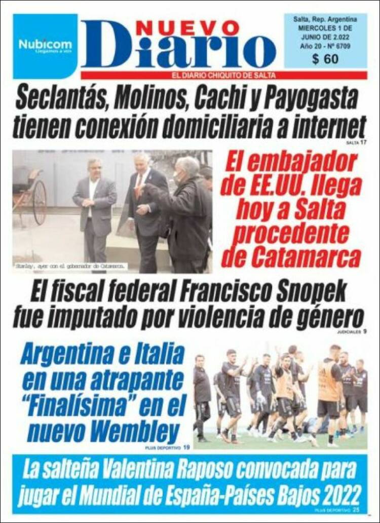 Portada de Nuevo Diario de Salta (Argentina)