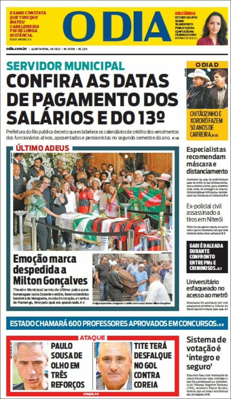 Portada de O Dia (Brasil)
