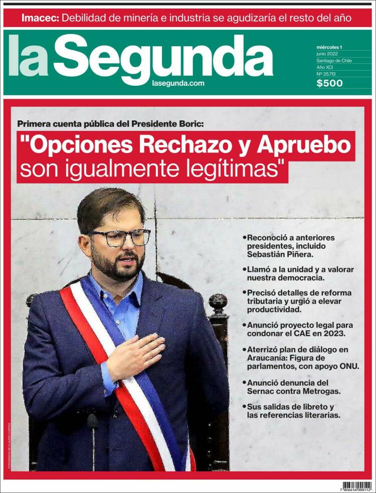 Portada de La Segunda (Chile)