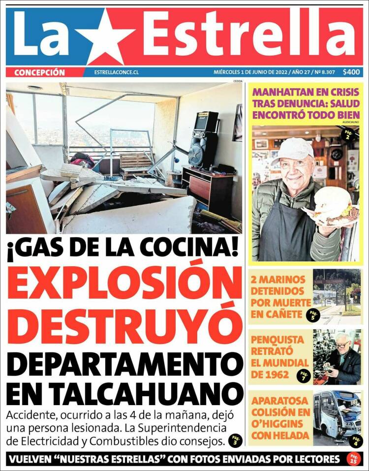 Portada de La Estrella de Concepción (Chile)