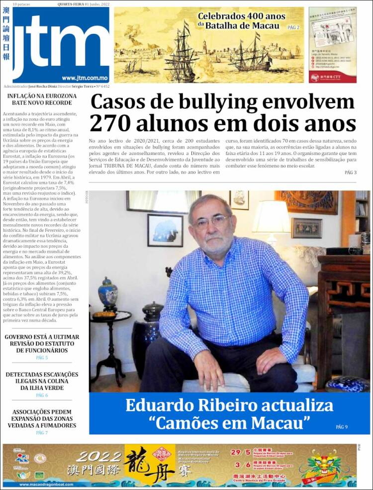 Portada de Jornal Tribuna de Macau (China)