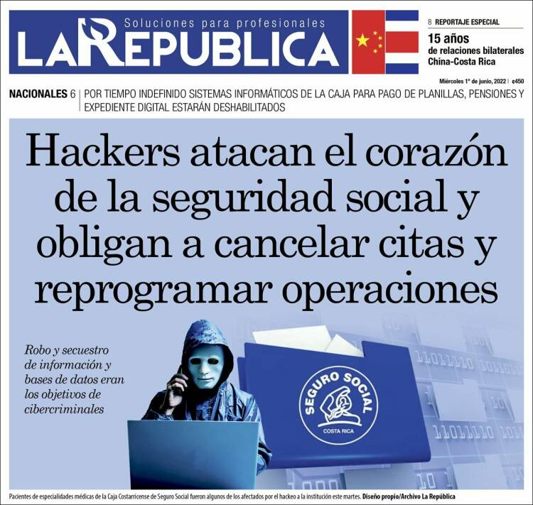 Portada de La República (Costa Rica)