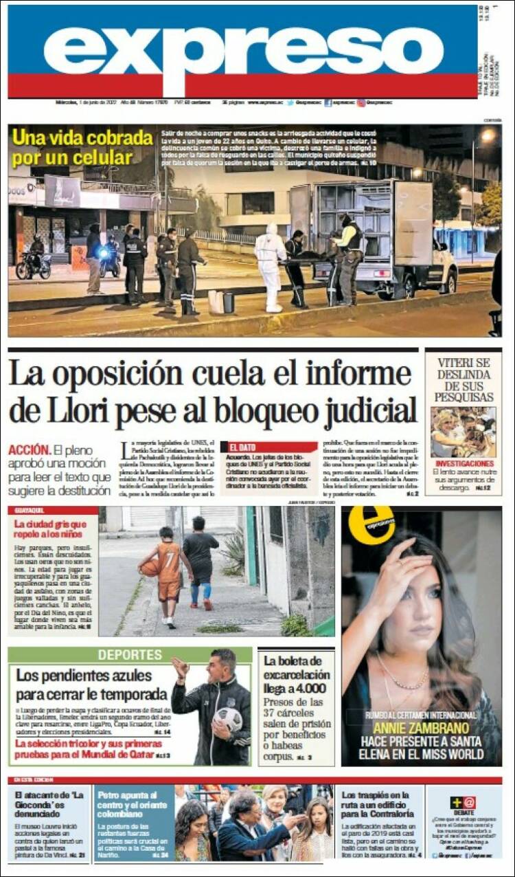 Portada de Expreso (Ecuador)