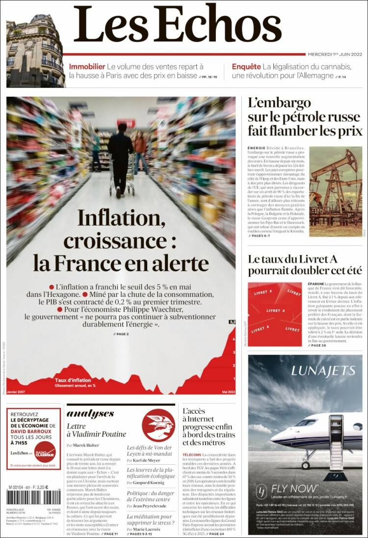 Portada de Les Echos (France)