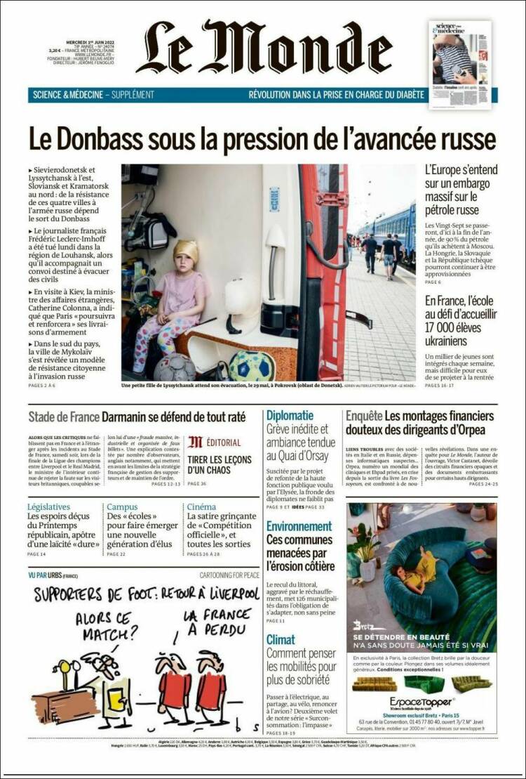 Portada de Le Monde (France)