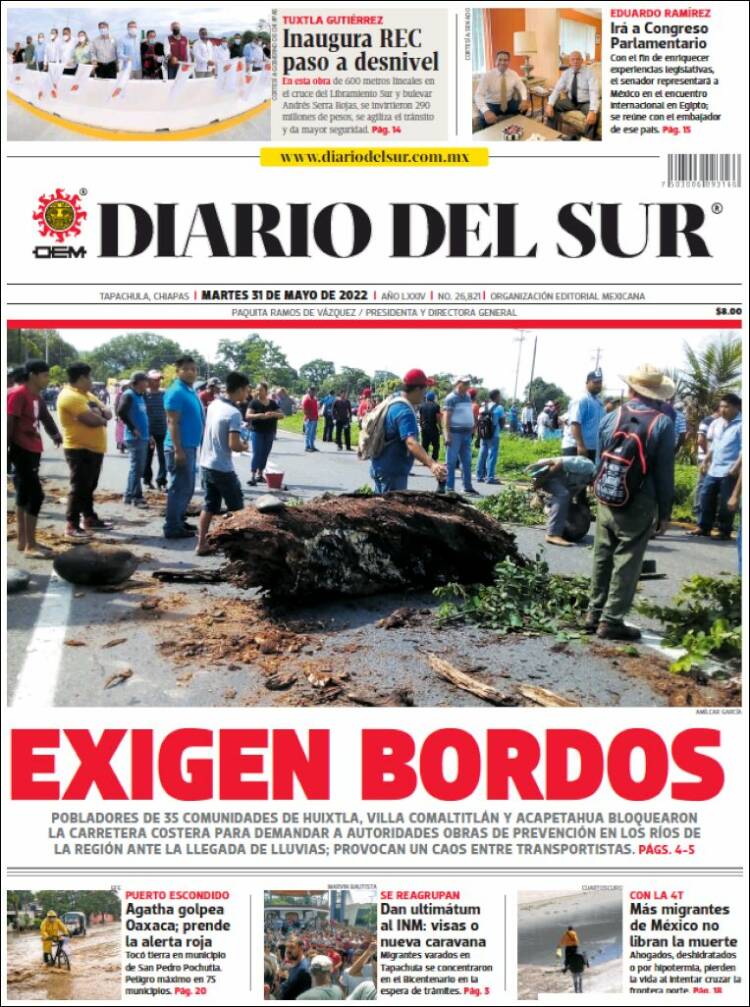Portada de El Diario del Sur (M&eacute;xico)