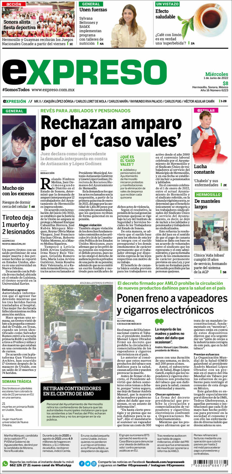 Portada de Expreso (M&eacute;xico)