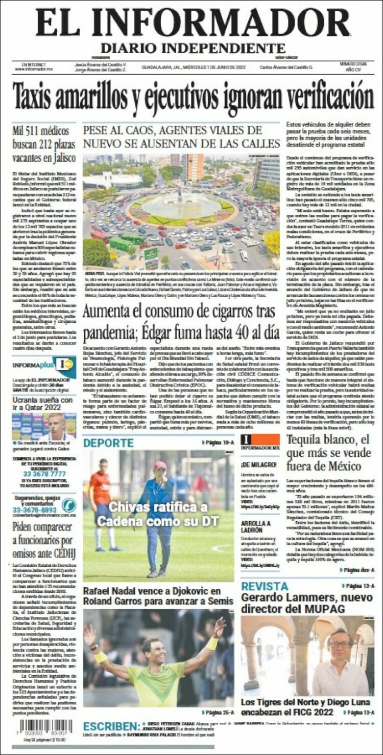 Portada de El Informador (M&eacute;xico)