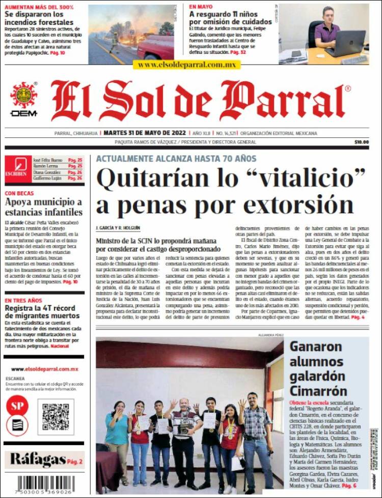 Portada de El Sol de Parral (M&eacute;xico)