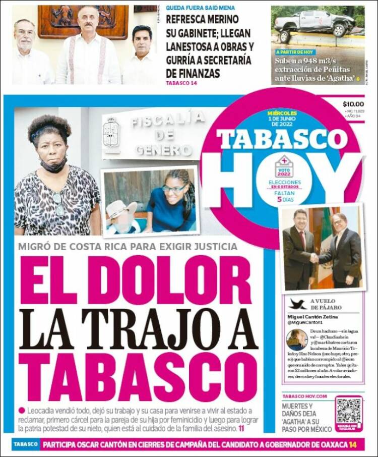 Portada de Tabasco Hoy (M&eacute;xico)