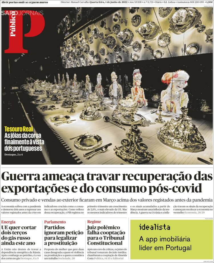 Portada de Público (Portugal)