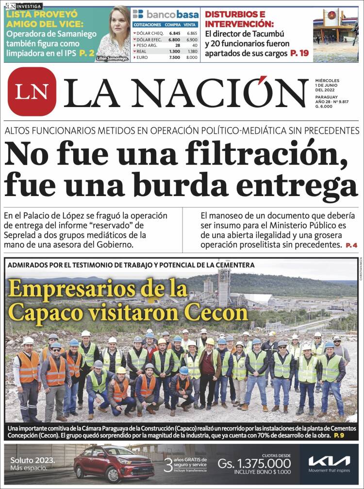 Portada de La Nación (Paraguay)