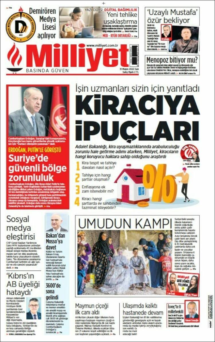 Portada de Milliyet (Turqu&iacute;a)