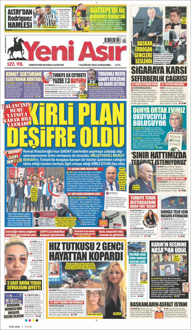 Portada de Yeni Asır (Turqu&iacute;a)