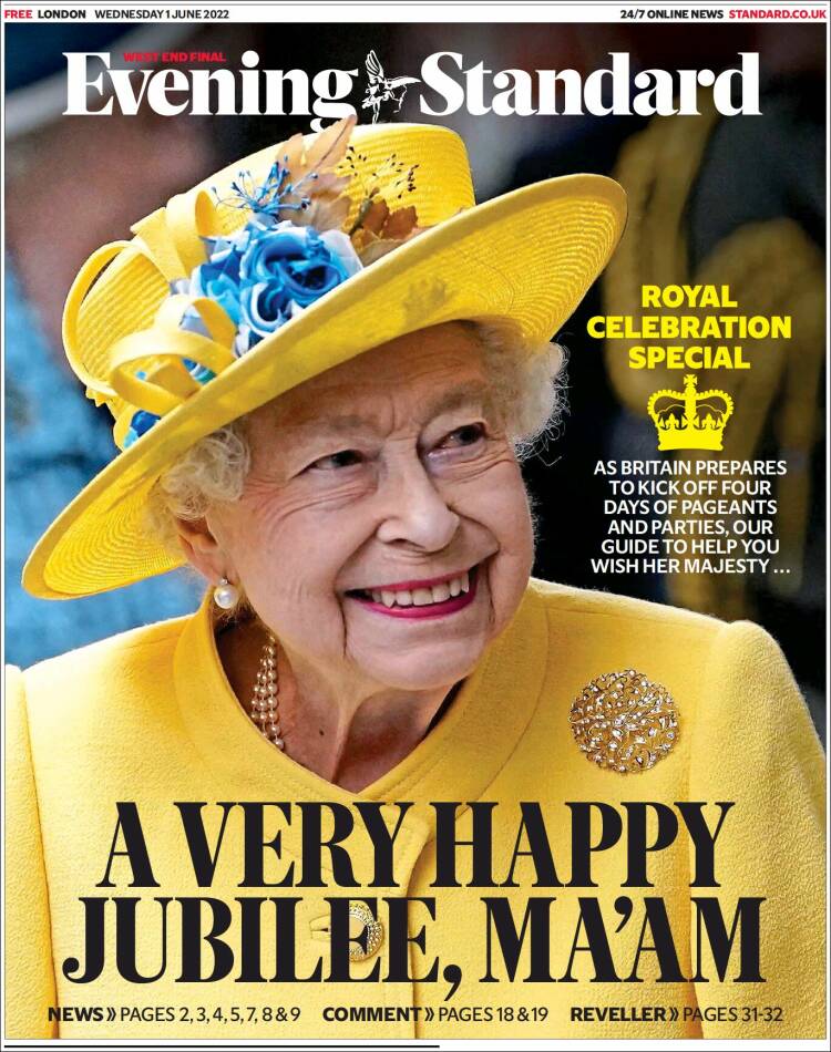 Portada de Evening Standard (Reino Unido)