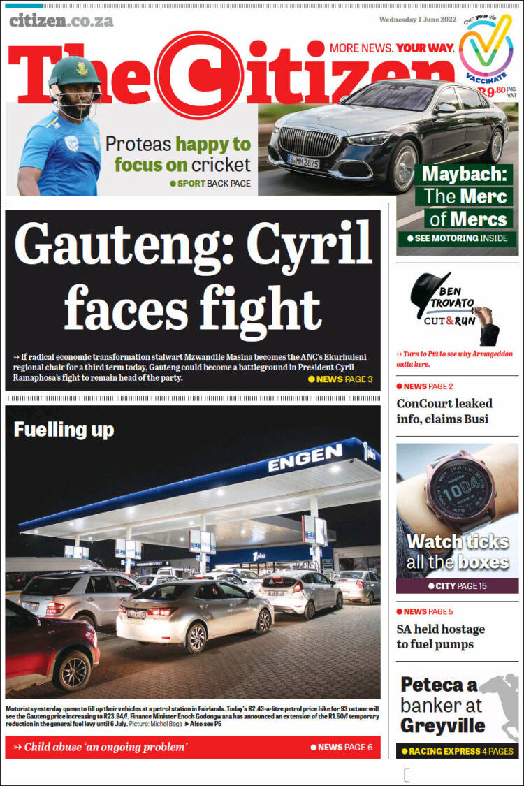 Portada de The Citizen (Sud&aacute;frica)