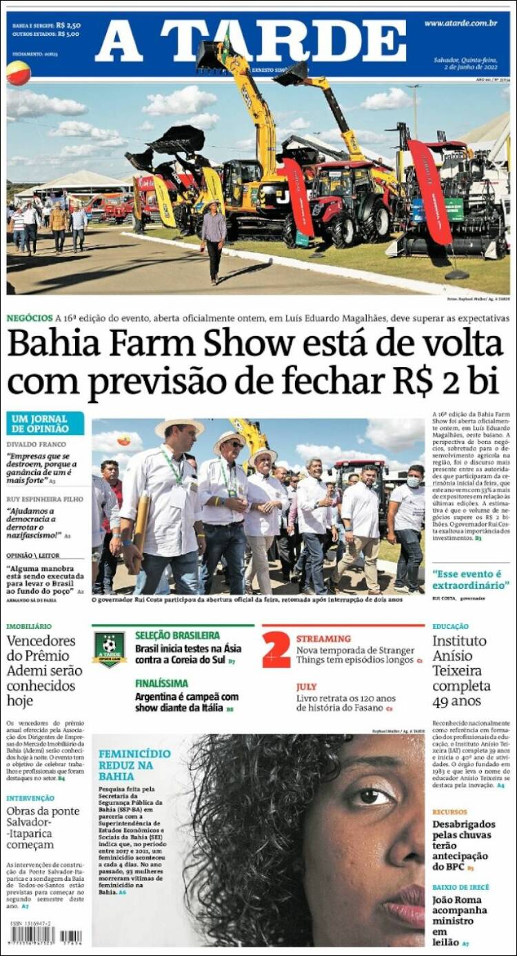 Portada de Diário A Tarde (Brasil)