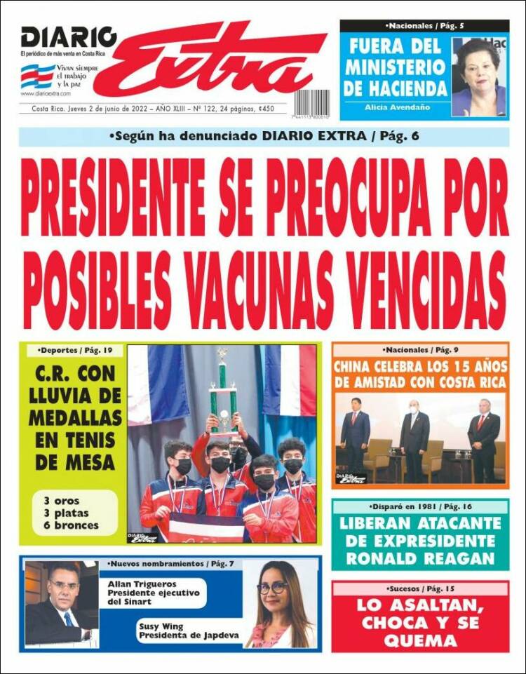 Portada de Diario Extra (Costa Rica)