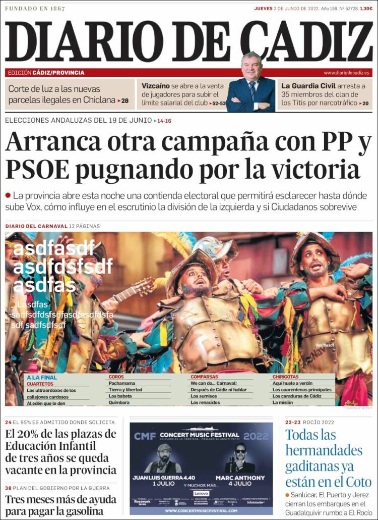 Portada de Diario de Cádiz (Espa&ntilde;a)
