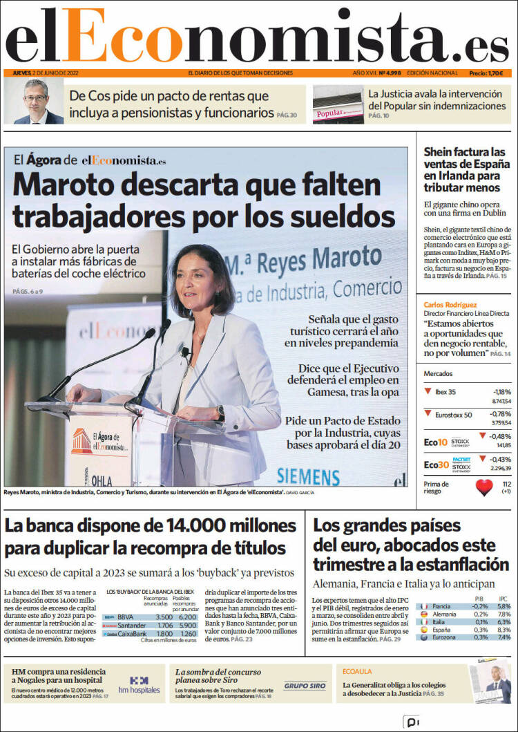 Portada de El Economista (Espa&ntilde;a)
