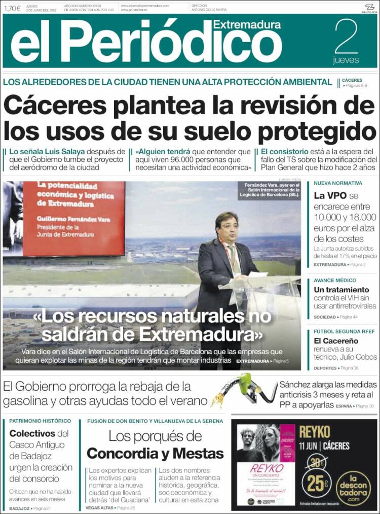 Portada de El Periódico de Extremadura (Espa&ntilde;a)
