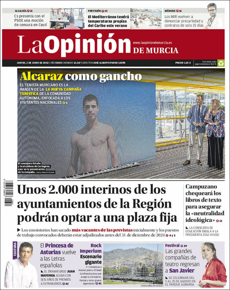 Portada de La Opinión de Murcia (Espa&ntilde;a)