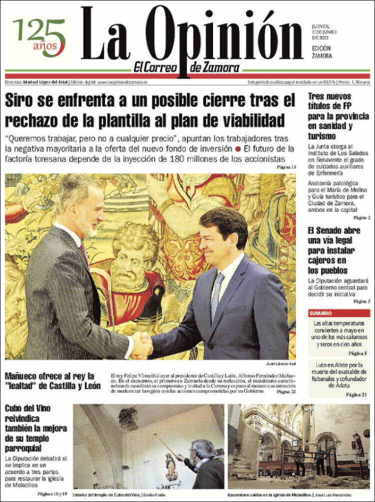 Portada de La Opinión - El Correo de Zamora (Espa&ntilde;a)