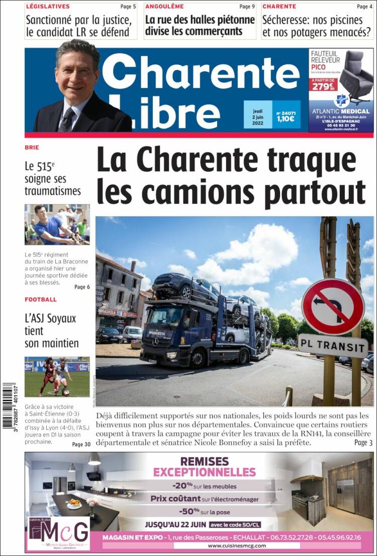 Portada de Charente Libre (Francia)