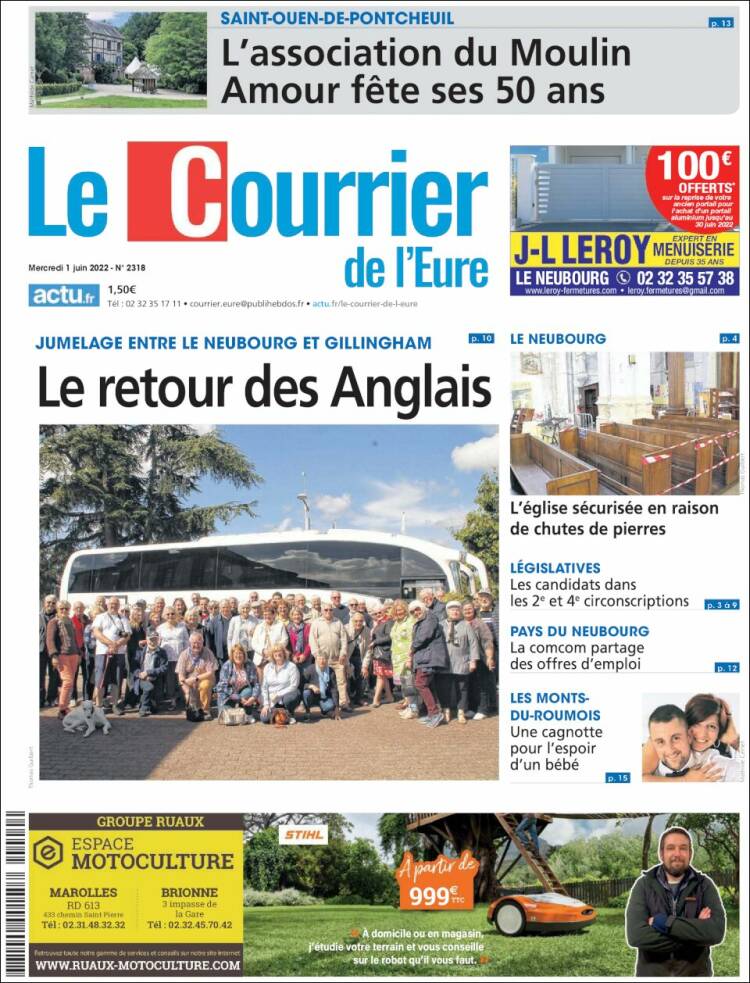 Portada de Le Courrier de l'Ouest (Francia)