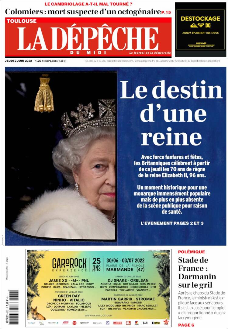 Portada de La Dépêche du Midi (Francia)