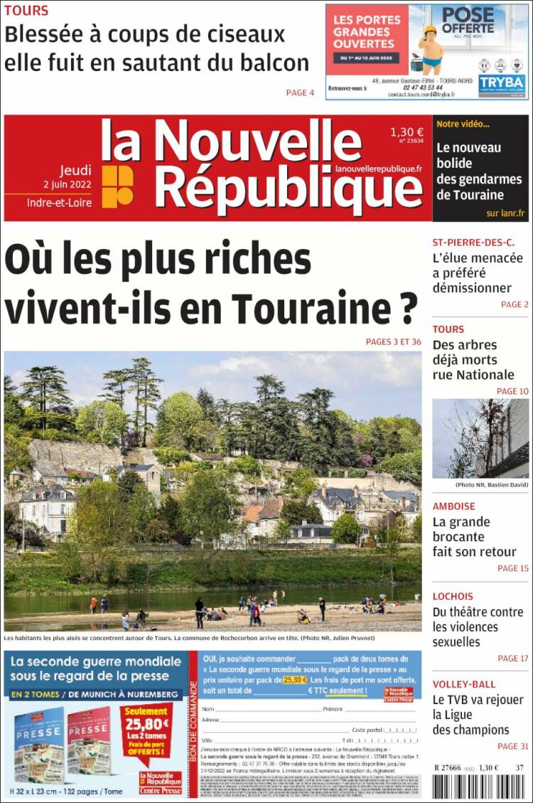 Portada de La Nouvelle Republique (Francia)