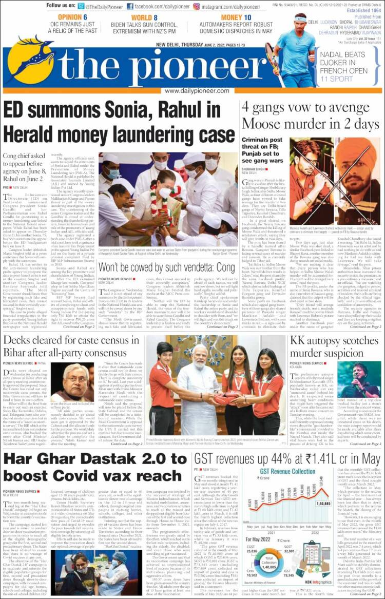 Portada de The Pioneer (India)