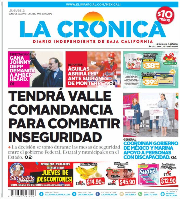 Portada de La Crónica de Baja California (México)