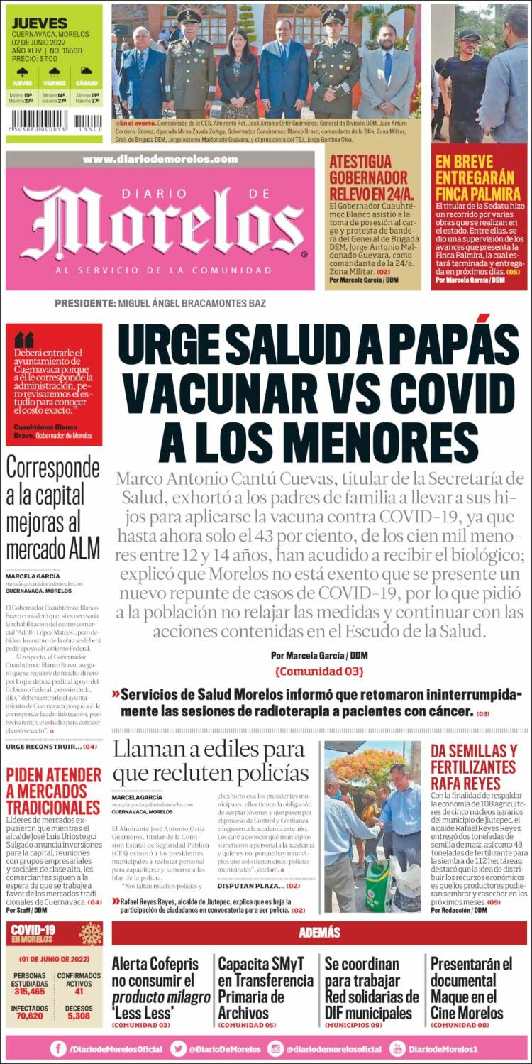 Portada de Diario de Morelos (México)