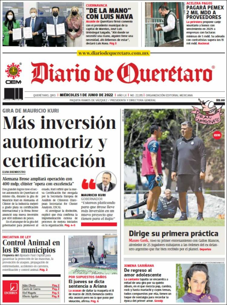 Portada de Diario de Querétaro (México)