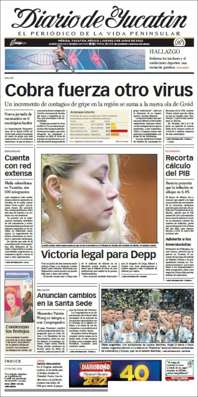 Portada de Diario de Yucatán (México)