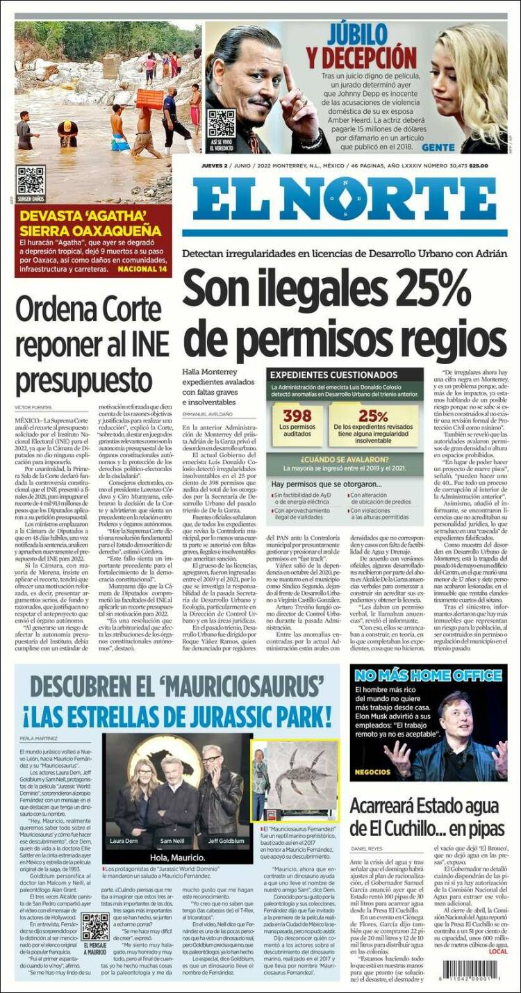 Portada de El Norte (México)