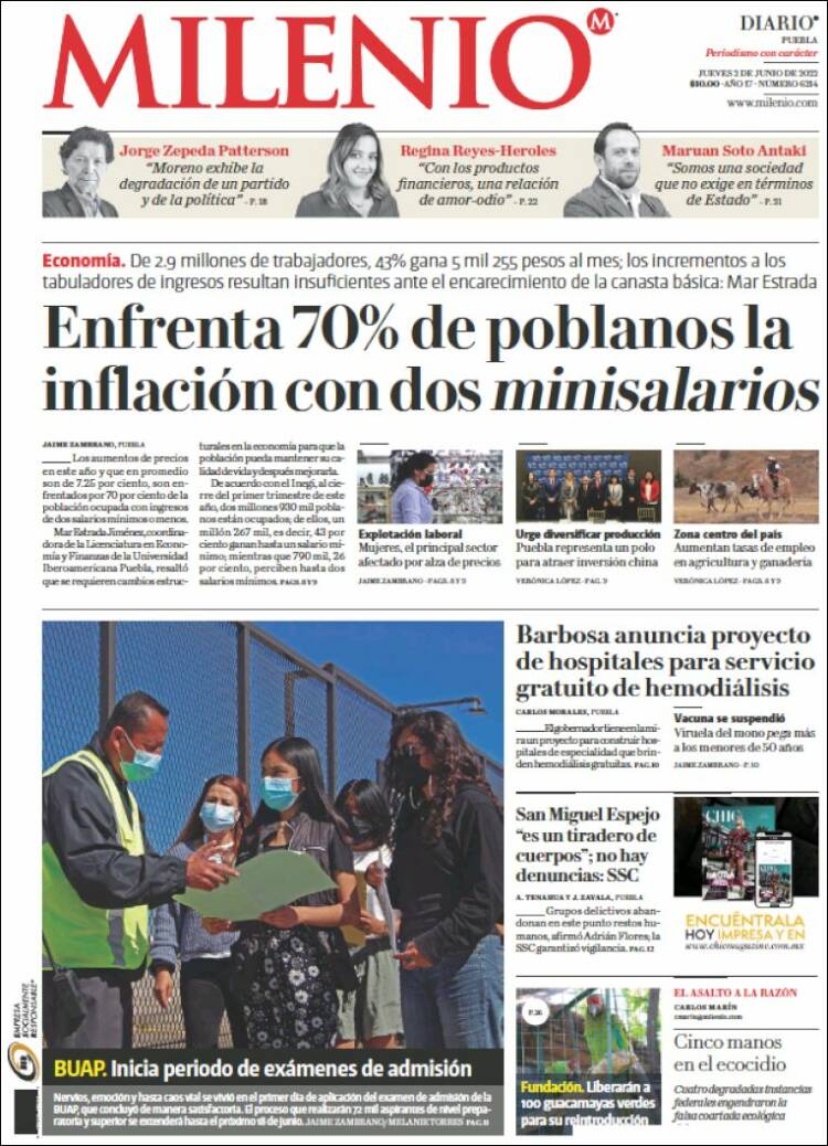 Portada de Milenio de Puebla (México)