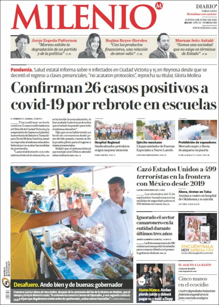 Portada de Milenio - Tamaulipas (México)