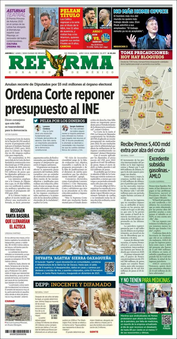 Portada de Reforma (México)