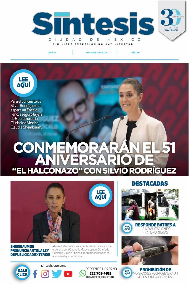 Portada de Síntesis Nacional (México)