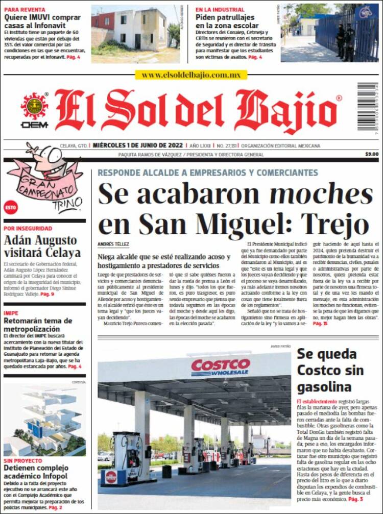 Portada de El Sol del Bajio (México)