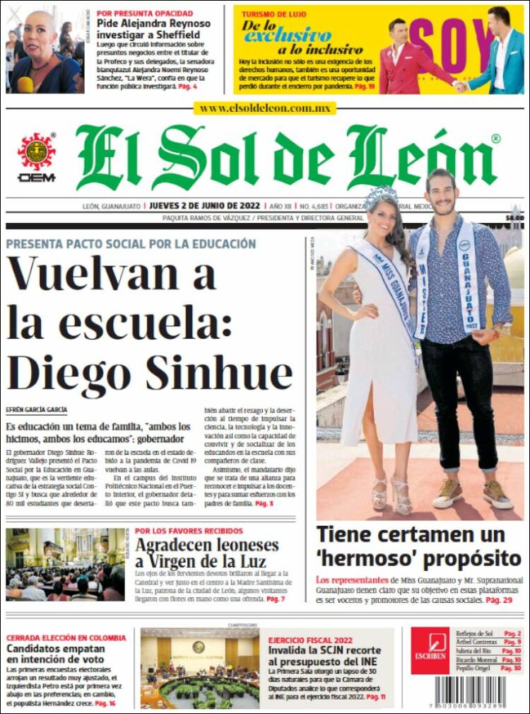 Portada de El Sol de León (México)