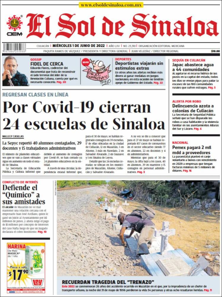 Portada de El Sol de Sinaloa (México)