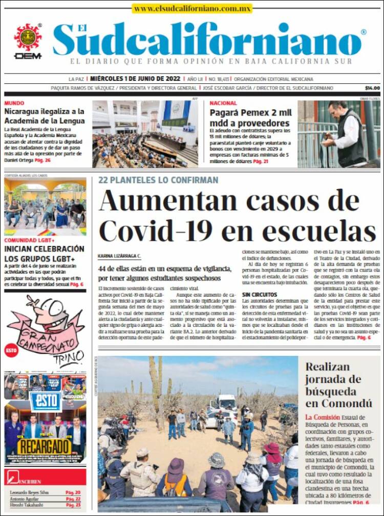 Portada de El Sudcaliforniano (M&eacute;xico)