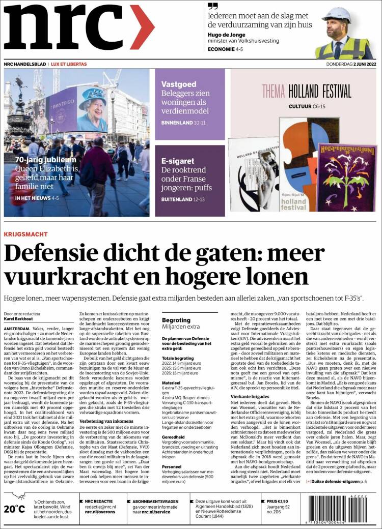 Portada de NRC Handelsblad (Pa&iacute;ses Bajos)