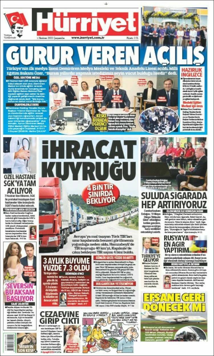 Portada de Hürriyet (Turqu&iacute;a)