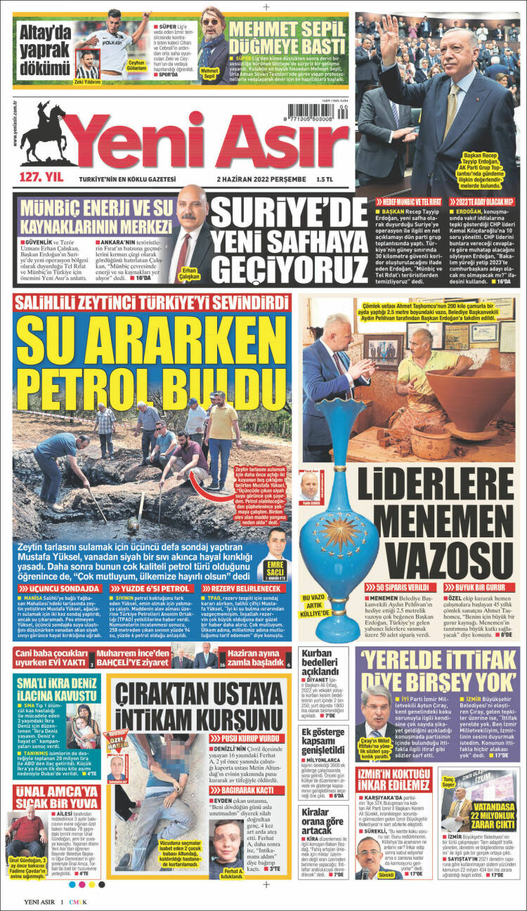 Portada de Yeni Asır (Turqu&iacute;a)