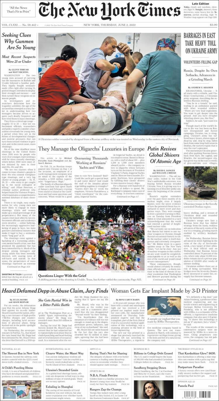 Portada de New York Times (USA)