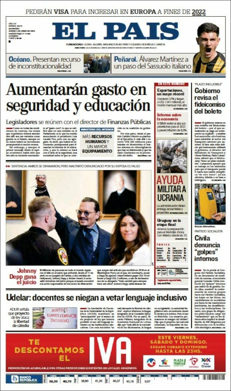 Portada de El País (Uruguay)